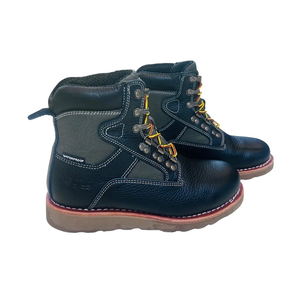 Asolo AS-7108 Mens Waterproof Leather Work Boots Black‎ Lace Up Size 7 US